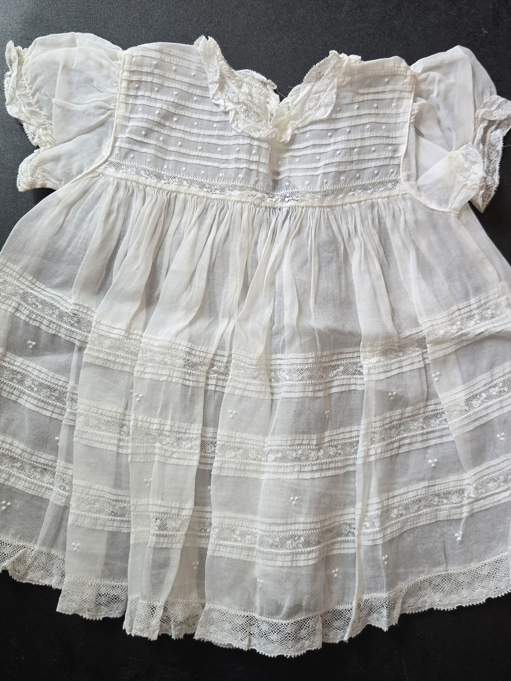 VTG 50s Feltman Bros Baby Dress Handmade Tiered Embroidery Lace Trad CottageCore
